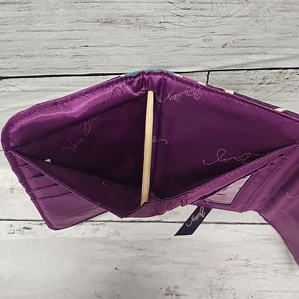 Vera Bradley Plum Petals Purple Trifold Wallet Magnetic Closure Retired Pattern - Picture 4 of 6